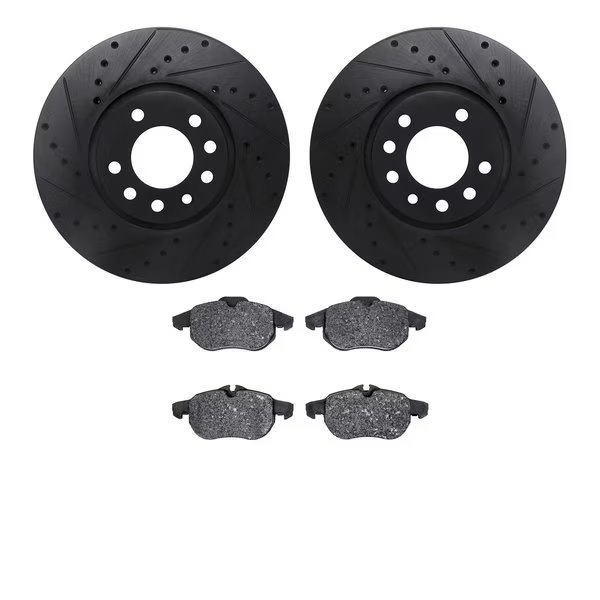 8302-65017, Rotors-Drilled and Slotted-Black with 3000 Series Ceramic Brake Pads, Zinc Coated, Dynamic Friction Co, Mfr#: 8302-65017